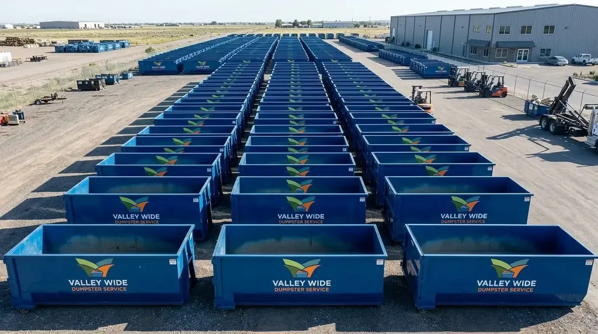 Serving Phoenix and the Valley of the Sun Valley Wide Dumpster Service roll-off containers ready to go out from Phoenix